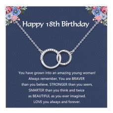 D Dongjiangjin Gift 18th Birthday Gifts for Girls, 18 Birthday Gifts for Her, Gifts for 18 Year Old Girl , 18th Birthday Jewellery, Silver 2 Ring CZ Birthday Necklace Jewellery Presents for Daughter…