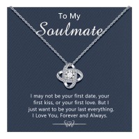 D Dongjiangjin Gift Gifts to My Girlfriend/Wife Soulmate Necklace Silver Cubic Zirconia Love Knot Pendant Necklace for Women Wedding Anniversary Birthday Gifts…