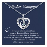 D Dongjiangjin Gift Mother Mum Daughter Necklace Gifts for Mummy Daughter I Love You to the Moon and Back Forever Love Heart Pendant Necklace Jewellery Presents for Mum Daughter Women Girls…