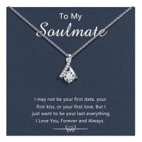 D Dongjiangjin Gift Gifts to My Girlfriend/Wife Soulmate Necklace Gifts for Her Silver Cubic Zirconia Pendant Necklace Jewellery for Women Wedding Anniversary Birthday Gifts…