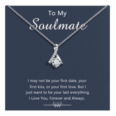 D Dongjiangjin Gift Gifts to My Girlfriend/Wife Soulmate Necklace Gifts for Her Silver Cubic Zirconia Pendant Necklace Jewellery for Women Wedding Anniversary Birthday Gifts…